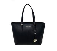 Michael Kors Womens Jet Set Leather Shopper Tote Handbag Black Large