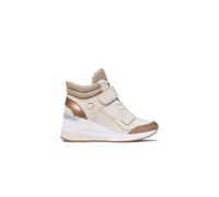 Michael Kors - Zapatilla de cuña alta Gentry de piel y malla con cadena de pedrería - Shoes - Mujer - Beige - 36 EU -