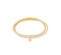 Michael Kors - Pulsera doble premium Kors Brilliance de latón dorado para mujer, MKJ8359CZ710
