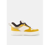 Michael Michael Kors Zapatillas Rumi de mujer tipo basket bajas en piel con suela plataforma dentada. Amarillo 40 (9)