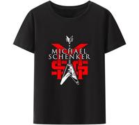 Michael Schenker - Camiseta de manga corta para hombre, estilo retro, con logotipo del grupo, Negro, S