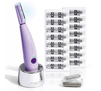 Michael Todd Beauty Sonicsmooth Pro+ Dermaplane - Maquinilla de afeitar para mujer con sistema de dermaplaning de corte de cejas y cara con luz LED, removedor de pelusas de melocotón, 16 cuchillas de