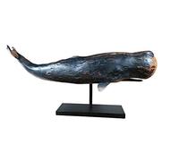 MichaelNoll Figura decorativa de ballena, con soporte, poliresina, decoración marítima en imitación de madera, color azul, XXL, 77 x 17,5 x 38,5 cm