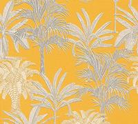 Michalsky Living 379833 Change is Good Tropical Tale - Papel pintado (fieltro, textura fina, color amarillo, gris y blanco)