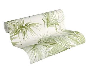 Michalsky Living Dream Again 365051 36505-1 - Papel pintado (fieltro, 10,05 x 0,53 m), diseño de palmeras, color crema, blanco y verde
