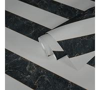 Michalsky Living Marble Change is good 379923 - Papel pintado (fieltro), diseño de mármol, color negro, beige y dorado brillante