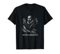 Michel De Montaigne Ensayos Pensador Renacentista Camiseta gráfica económica, Hombre, Negro, XL