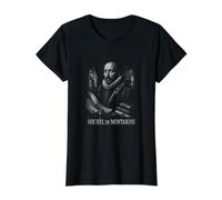 Michel De Montaigne Ensayos Pensador Renacentista Camiseta gráfica económica, Mujer, Negro, L