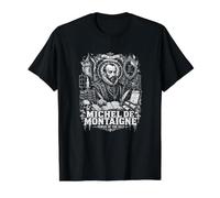 Michel De Montaigne Torre del Auto Erudito Camiseta gráfica económica, Hombre, Negro, L