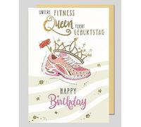 Michel Verlag Tarjeta de felicitación para cumpleaños Happy Birthday Fitness Queen | Lady Klappkarte para mujeres, Ladies Mädels, liebevoll gestalt, incluida sobre, 17 x 12 cm, Made in DE