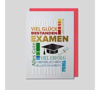 Michel Verlag Tarjeta de felicitación para examen, elegante tarjeta de felicitación para aprobar exámenes de graduación, tarjeta plegable premium con sobre, elegante y de alta calidad con relieve