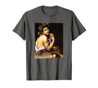 Michelangelo Merisi da Caravaggio - El Joven Baco 2 Camiseta, Hombre, Asfalto, 3XL