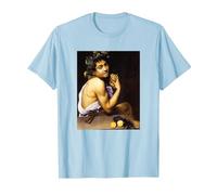 Michelangelo Merisi da Caravaggio - El Joven Baco 2 Camiseta, Hombre, Azul Bebé, XXL