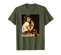 Michelangelo Merisi da Caravaggio - El Joven Baco 2 Camiseta, Hombre, Verde Oliva, XL