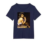 Michelangelo Merisi da Caravaggio - El Joven Baco 2 Camiseta, Mujer Tallas Grandes, Azul Marino, 1XL Grande