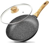 MICHELANGELO Sartén con tapa 26cm, Sartén antiadherente 26cm, Sartén de inducción 26cm, Sartén de granito con tapa con mango de acero inoxidable, Sartén para placa de inducción