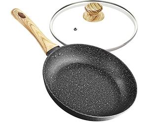 MICHELANGELO Sartén tapa de 30 cm, sartén antiadherente, sartén de inducción de 30 cm, sartén de granito con tapa con mango de acero inoxidable, sartén para placa de inducción