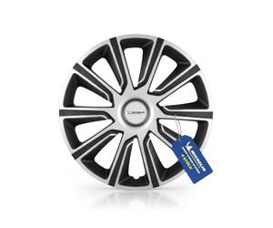 Michelin 92013 Set de tapacubos Louise con sistema reflector N.V.S., set de 4 piezas, 35,56 cm, 14 pulgadas, plateado /negro