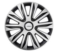 MICHELIN Alice Tapacubos universales de 13 pulgadas, juego de 4 tapacubos para coche, plástico ABS, color negro, plateado y negro