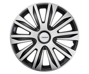 MICHELIN Alice Tapacubos universales de 13 pulgadas, juego de 4 tapacubos para coche, plástico ABS, color negro, plateado y negro