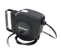 MICHELIN Carrete Automático para Manguera, Manguera de PVC de 9m con conexión universal, diámetro exterior 12mm y diámetro interior 8mm, Soporte de pared giratorio a 180°