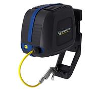 MICHELIN - Compresor de aire mural MBL GO con enrollador de manguera - Manguera de 10 metros - Soplador incluido - Sin tanque - Sin aceite - Motor de 1,5 CV - Presión máxima 8 bar