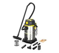 Michelin HP30PRO Aspirador Industrial 30L 1400W - Seco y Húmedo - Depósito INOX - Vibración Mecánica Filtro - Drenaje Líquidos - Cable 4m
