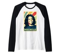 Michelle Obama Vintage Colores Camiseta Manga Raglan