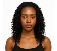 Michelle Young Media peluca sintética rizada de tejido rápido para mujeres negras (#1B negro natural)
