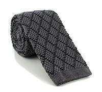 Michelsons of London Skinny Diamonds Seda Corbata de punto Charcoal with Black Talla única