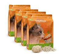 MichiCat Arena de Tofu para Gatos TofuMeow, 12 kg (4x3kg) Arena Aglomerante para Gatos Vegetal Biodegradable, Libre de Polvo, Control de Olores Avanzado, Desechable en WC, Pack Ahorro Larga Duración