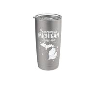 Michigan Alguien en Michigan me ama USA Vaso térmico de acero inoxidable de doble pared
