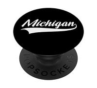 Michigan - MI - Throwback Design - Classic PopSockets PopGrip Adhesivo
