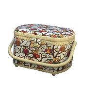 Michley Large Premium Owl-patterned Sewing Basket with 41-PC Sewing Kit, 10.5-inches by 8-inches by 6.7-inches