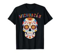 Michoacán Día de Muertos, Calavera de Azúcar, Arte Colorido Cráneo Camiseta