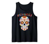 Michoacán Día de Muertos, Calavera de Azúcar, Arte Colorido Cráneo Camiseta sin Mangas