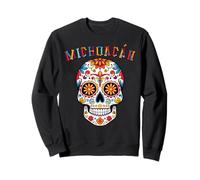Michoacán Día de Muertos, Calavera de Azúcar, Arte Colorido Cráneo Sudadera