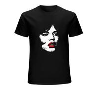 Mick Jagger Face Men's T-Shirt Unisex Black Cotton Print tee Shirts L
