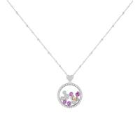 Mickey & Minnie - Collar de cadena de piedra flotante para niñas, talla única, Latón, No es una piedra preciosa