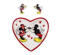 Mickey & Minnie SF00675L.PH - Juego de pendientes y bandeja de abalorios con forma de corazón para niñas, talla única, Latón, No es una piedra preciosa