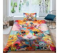 Mickey Mouse 3D Impresión Animales de Arte Funda De Edredón Funda Nórdica Familiar Y Niños con Cremallera Y Funda De Almohada Juego De Ropa De Cama Microfibra 3 Piezas Single(135x200cm)