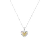 Mickey Mouse - Collar con colgante de corazón pavé de cristal de dos tonos para mujer, Plata de ley y chapado en dos tonos