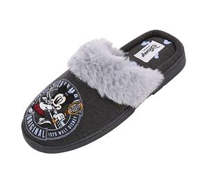 Mickey Mouse DISNEY Pantuflas Femeninas Calzado de Casa Gris Pantuflas de Mujer con Peluche 38/39 EU 5/6 UK