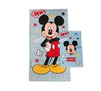 Hermet Mickey Mouse Disney - Toallas de baño de Esponja, Juego de 2 Toallas de baño, Toalla de Cara, Toalla de bidé, Azul, algodón, 100%, Producto Oficial