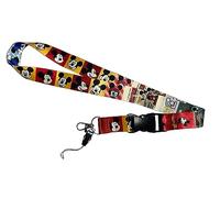 MICKEY MOUSE FACE RETRO LANYARD con Soporte para Tarjeta Identificativa y llaves y USB. Cordon de cuello identificativa rojo, amarillo y blanco. Correa sujeccion llaves. Unisex. Rojo, amarillo.