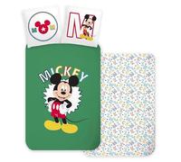 Brandmac - Juego de cama de Mickey para cuna o escalable, funda nórdica reversible de 100 x 135 cm + funda de almohada de 40 x 60 cm, 100% algodón