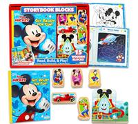 Mickey Mouse Funhouse - Juego de actividades de figuras de bloques de madera para niños, bloques de rompecabezas de madera para niños + libro de actividades adicional con páginas para colorear