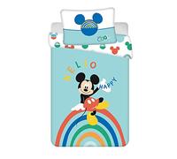 JFabrics Mickey Mouse - Juego de funda nórdica y almohada para cuna de bebé, 100 % algodón, color azul, 100 x 135 cm + funda de almohada de 60 x 40 cm