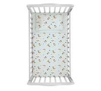 Mickey Mouse - Juego de sábanas de Cuna 100% algodón, Juego de Cama para bebé, Disney Mickey Mouse, sábana encimera, Funda de Almohada, Azul Celeste