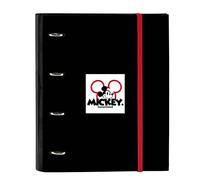 MICKEY MOUSE Mickey Mood - Carpeta 4 Anillas de 35 cm con 100 Hojas A4, Ideal para Niños de Diferentes Edades, Cómoda y Versátil, Calidad y Resistencia, 27x3.5x32 cm, Color Negro y rojo
